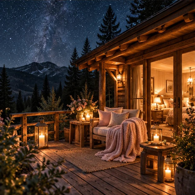 Noite em Cabana com Céu Estrelado