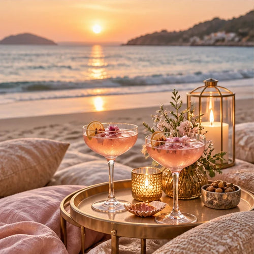 Drinques ao Pôr do Sol na Beira do Mar